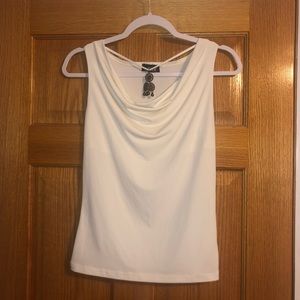 White Tank Top with Draped Neck Line